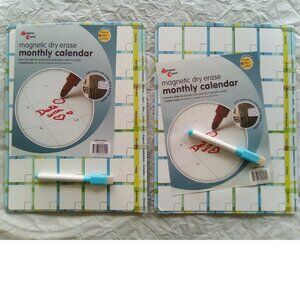 2 Packs Magna Card 8.25"x11" Magnetic Dry Erase Monthly Calendar & Dry Erase Pen